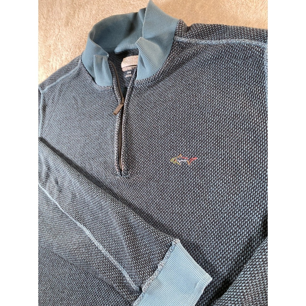 Greg Norman Mens Medium Green/Blue 1/4 Zip Long Sleeve Pullover Sweater